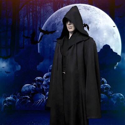 Black Cape Cloak Warrior Cotume for Adult Vampire Cape with