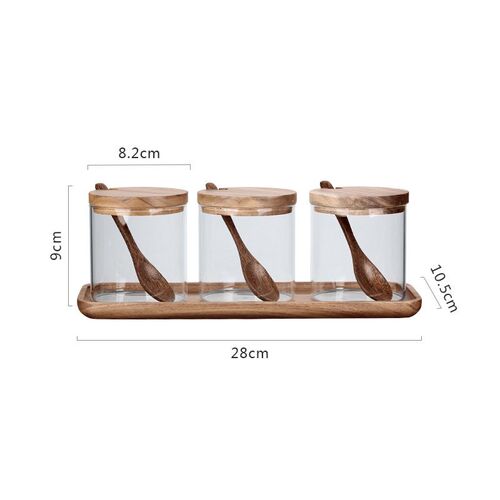 Manufacturer Direct Sales Glass Seasoning Jar Three-piece Se