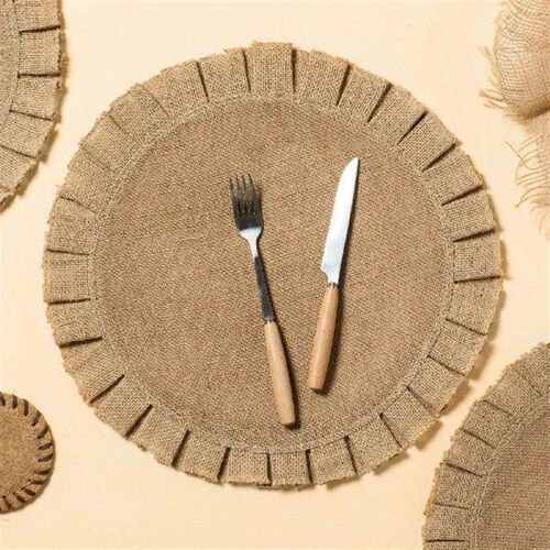 Burlap Round Braided Placemats Set of 6 for Tables,Heat