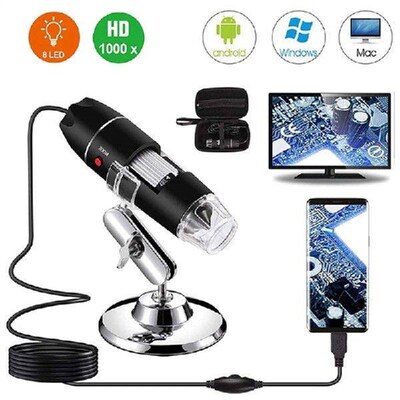 3 In 1 USB Microscope 1600X Magnification 8 LED Portable