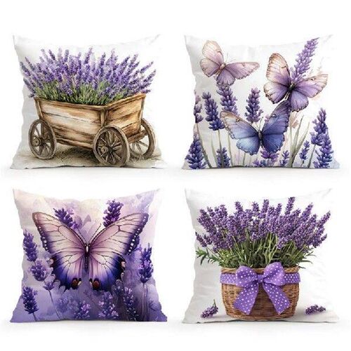 Purple Lavender Cushions Pillowcase Printed Polyester