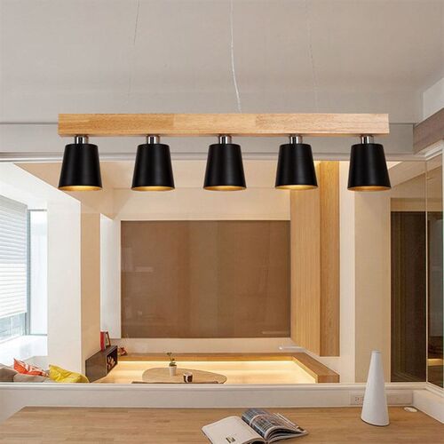 Oak Wood White Chandelier Ceiling Lamp Fixture Modern Nordic