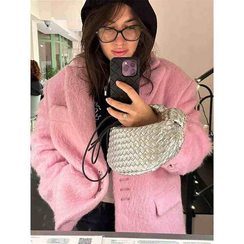 Women Mohair Woolen Plush Suit Coat Elegant Long Sleeve Loos