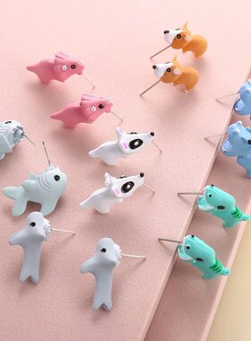 2pcs/1pair Animal Cartoon Stud Earring For Women Cute Dinosa