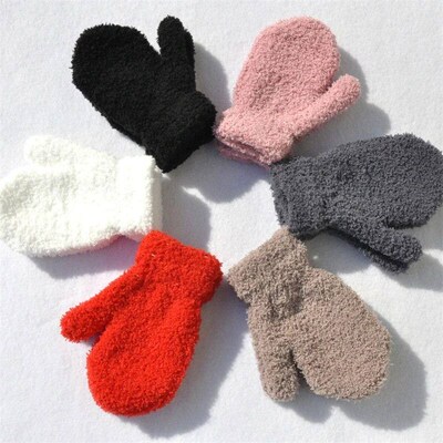 Warm Plush Thick Warm Baby Gloves Winter Plus Velvet Mittens