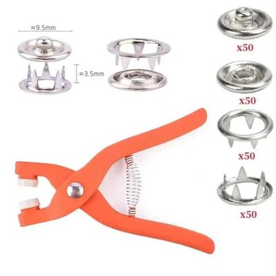 50sets 9.5mm Metal Snap Button Kit With Fastener Pliers Pres