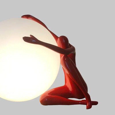Creative Humanoid Sculpture Big Ball Led Table Lamp Desk Lig
