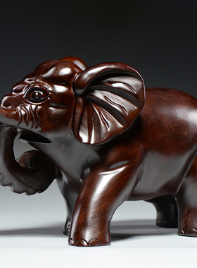 黑檀木大象雕刻摆件是实木一对象家居装饰工艺品开业新居乔迁送礼