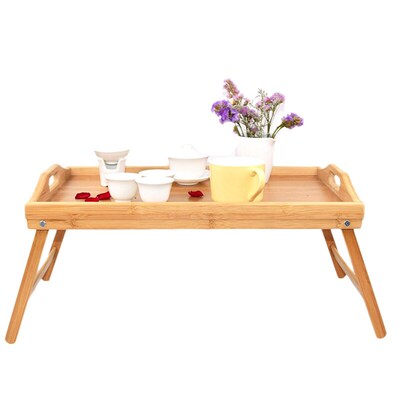Portable Bamboo Wood Bed Tray Breakfast Laptop Desk Tea Food