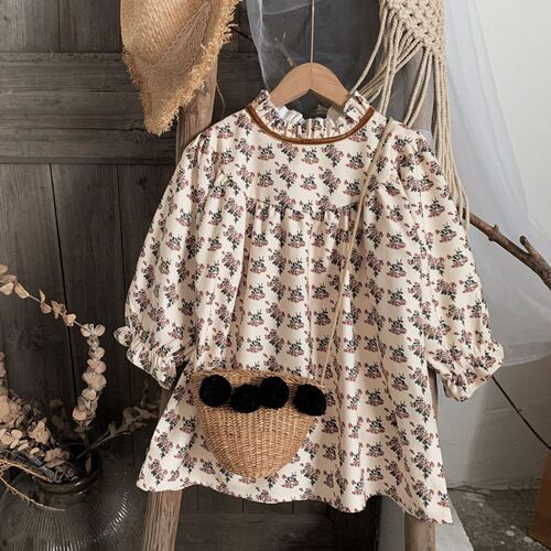Autumn Baby Girls Dress Japanese Korean Children Flower Clot