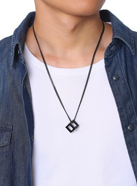 Vnox Retro Hollow Cube Pendant for Men Stainless Steel Squar