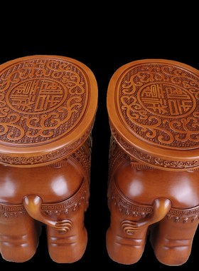 大象摆件招财吉祥客厅换鞋凳中式办公室茶桌茶几乔迁开业礼品