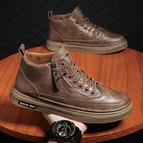 Men Boots Winter High Top Leather Shoes Fashion Cotton Shoes
