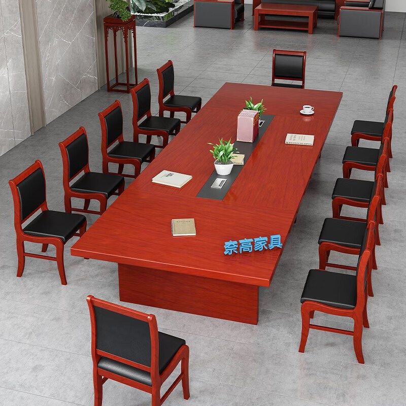 奈高油漆会议桌长方形长桌贴实木木皮会议接待台培训桌大型会议桌,商业/办公家具,会议桌,淘宝优惠券,粉丝福利购,淘宝优惠卷