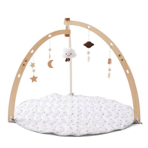 Newborn Wooden Gym Rack Infant Triangle Rack with Cloud Star