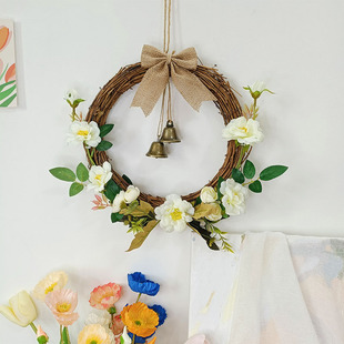 门挂装饰花墙壁挂件客厅藤编壁饰花器背景墙玄关门上花环装饰品