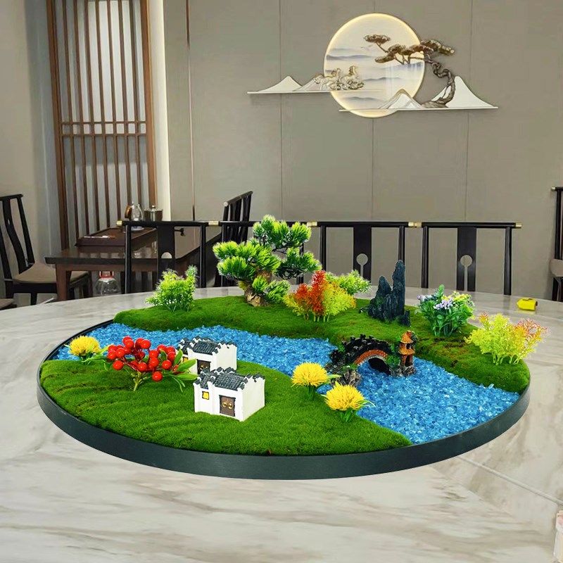 餐桌转盘中间摆花大圆桌装饰品仿真沙盘造景高档桌花桌面中式盆景,家居饰品,餐桌花艺,淘宝优惠券,粉丝福利购,淘宝优惠卷