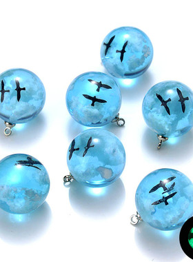 10Pcs Chic Transparent Acrylic Resin Round Ball Pendant Blue