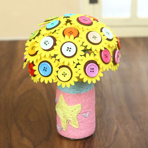 Womens Day Button Flower Bouquet Button Painting Kindergarte