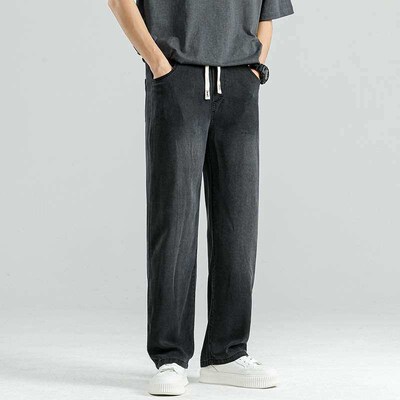 Bumdog House# Summer Thin Lyocell Jeans Mens Loose Straight
