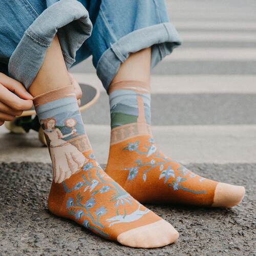 Women Long Sock Cartoon Print Creative Fashion Personalized