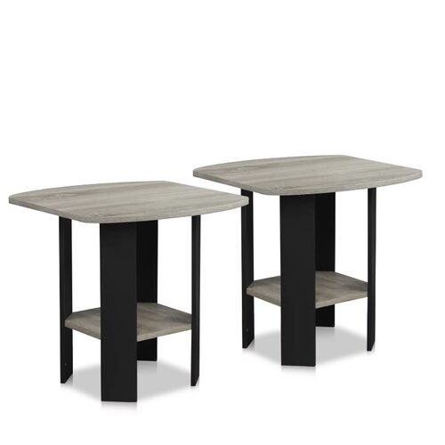 Furinno Simple Design End/Side Table, French Oak Grey, Set o