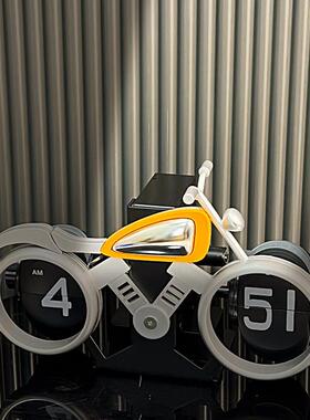 款摩托车造F119型翻页钟创意桌面摆钟装o饰品美式机械mtb新ikeo时