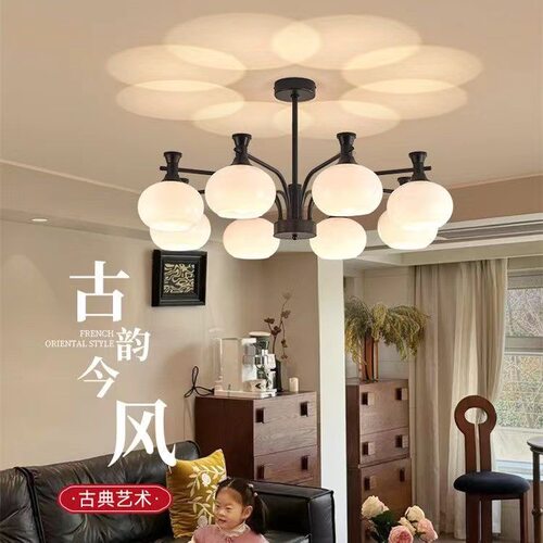 中古风客厅吊灯2026新款美式