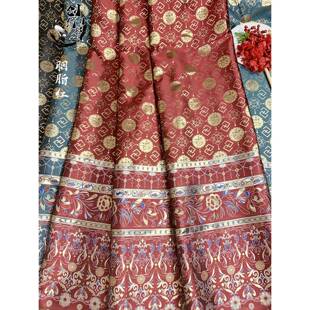 复作原加二次创妆花制织金马面裙料遍M 183地金布面明少女