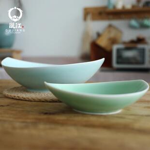 瓯江龙泉瓷青盘餐具意餐盘汤碗THK青瓷菜盘水果大号汤创碗