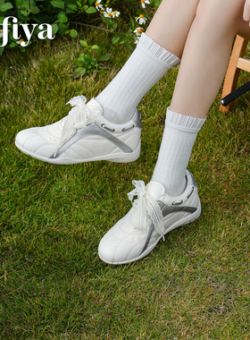 索菲娅巨好看内增高鞋春季新款芭蕾风蕾丝系带拼色百搭运动休闲鞋