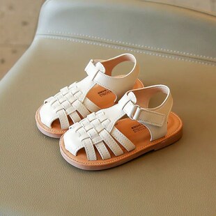 Weave Solid Toe New Sand Closed Vintange Sandals 2023 Girls