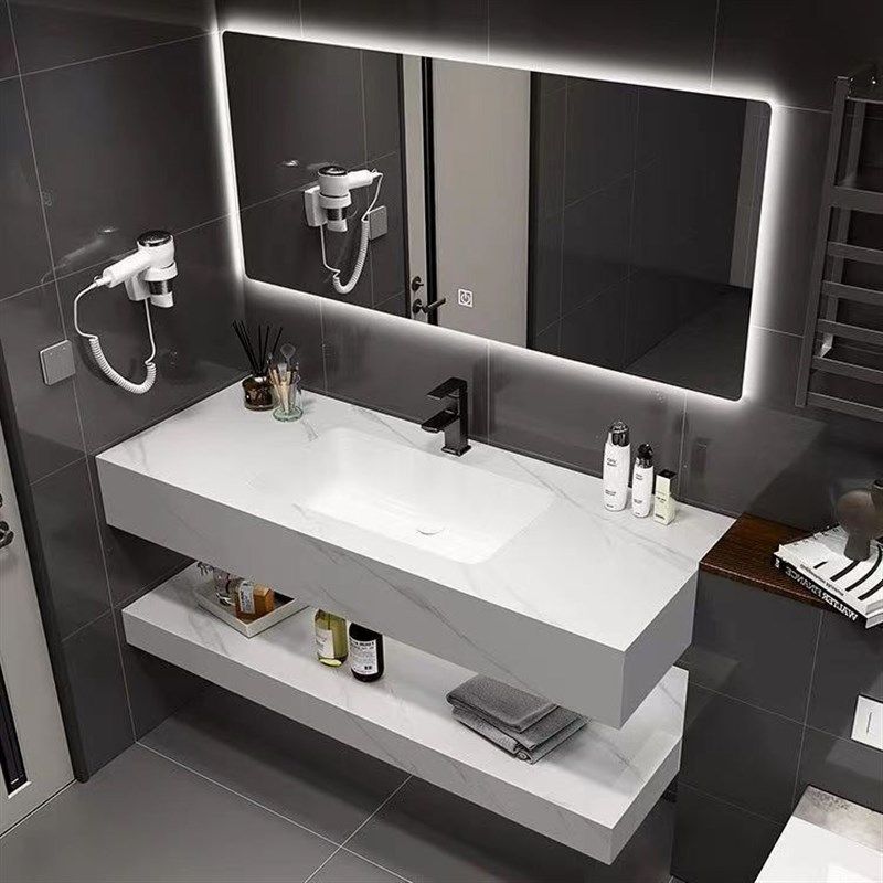 层岩板浴室柜一体无缝陶瓷酒店洗漱卫生间洗手盆洗脸盆定制,家装主材,浴室柜组合,淘宝优惠券,粉丝福利购,淘宝优惠卷