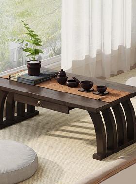 中式飘窗小茶榻榻几简约窗台阳台楠竹茶桌矮桌地米小型桌毯子SMQ