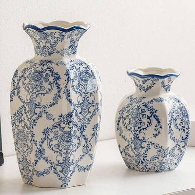 客级厅饰青花瓷复古玄关品中式高陶瓷花瓶家居插花O4MbaZ12装摆件