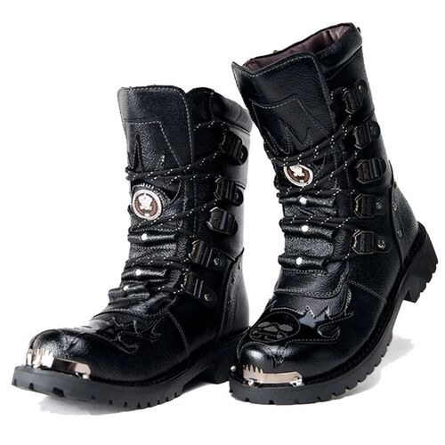 Winter Men Motorcycle Boots New Fashion Mid-Calf Punk Rock P