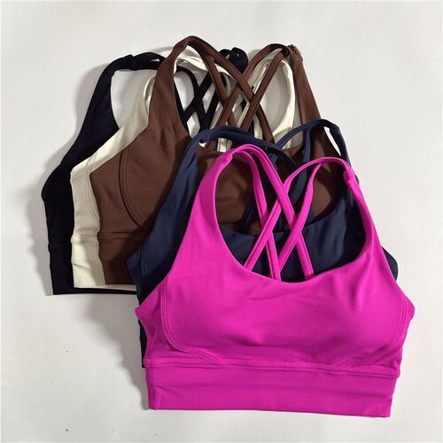 Solid Color Soft Cross Back Women Fitness Bra Tights Yoga Ve