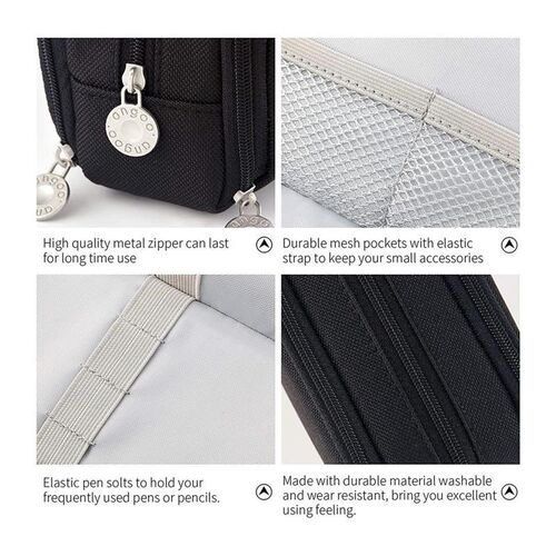 Large Capacity Pencil Case 3 Compartment Pouch Pen Bag Doubl