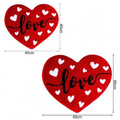 Red Heart Bath Mat Valentine Day Bath Rug Valentines Day