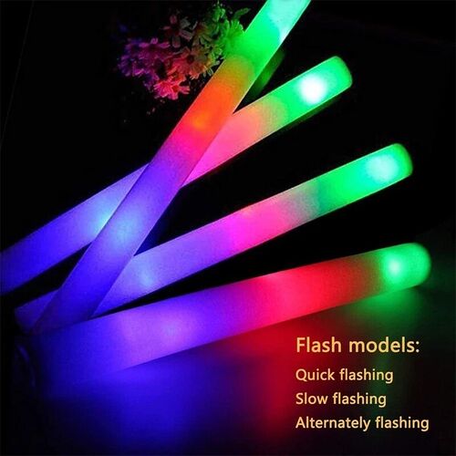 15/30Pcs LED Foam Sticks Flashing Glow Batons Cheer Tube for
