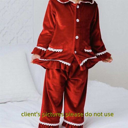 2023 New Matching Girls and Boys Christmas Pyjamas Red Velve