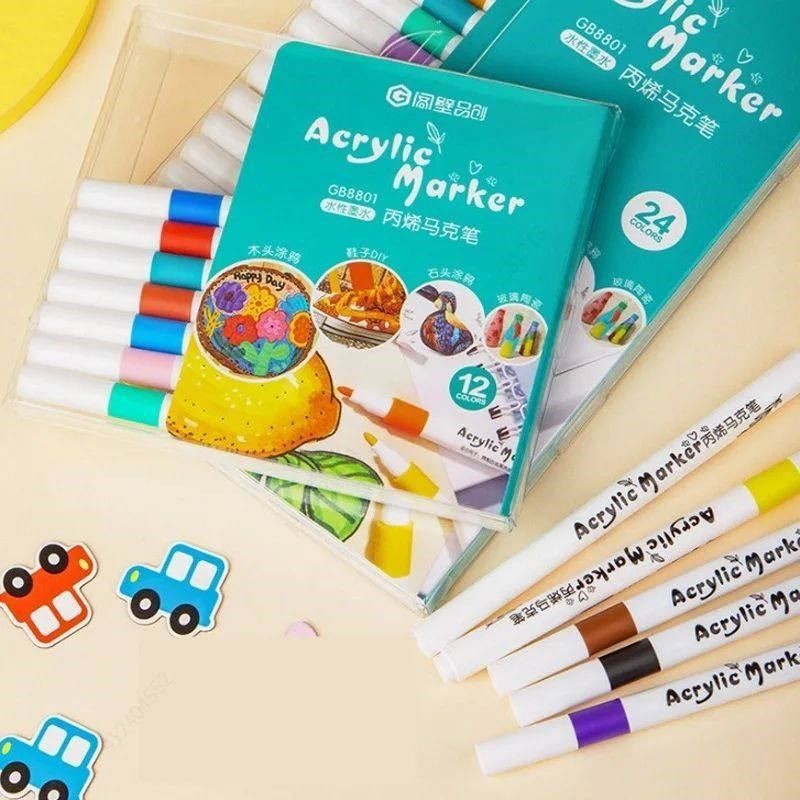 12-80 Colores Set Acrylic Paint Art Marker Pen Rock Painting图片