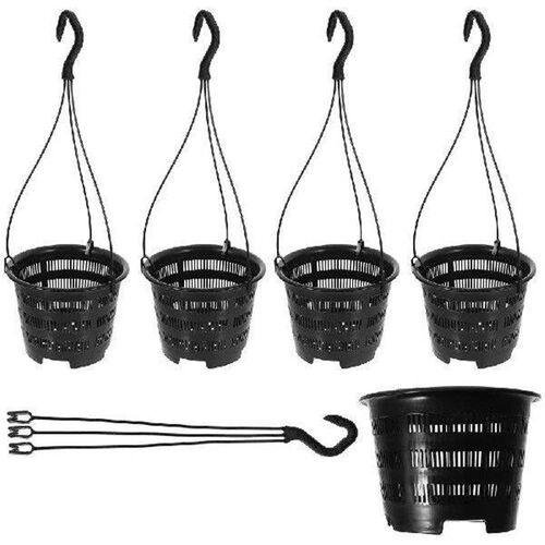 5 Sets New Plastic Hanging Flower Pots Breathable Balcony