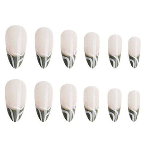 French False Nails Full Cover False Nails Wavy Lines Stick