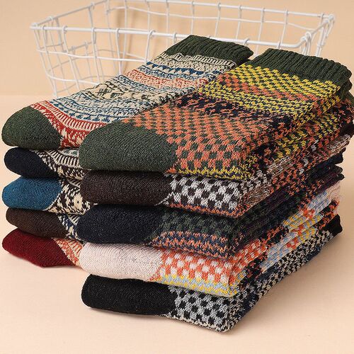 5 Pairs/Lot Mens Thick Wool Socks Autumn And Winter High Qu