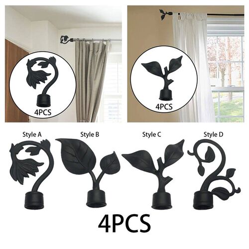4 Pieces Curtain Rod End Durable Drapery Rail Pole Head Cap