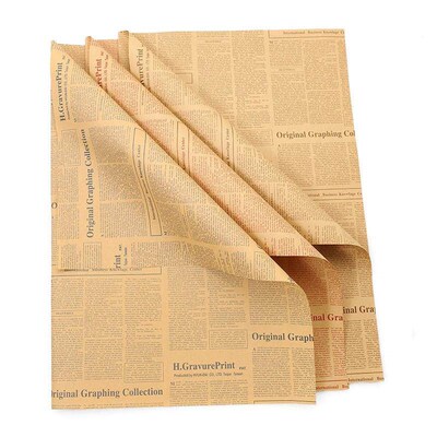 English newspaper floral wrapping paper, bouquet packaging m