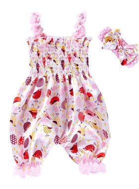 New Girls Summer Backless Romper Baby Lace-up Bloomer Jumpsu