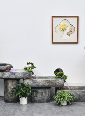 大型创意田园流水石磨摆件中式庭院鱼池客厅家居喷泉办公室景观