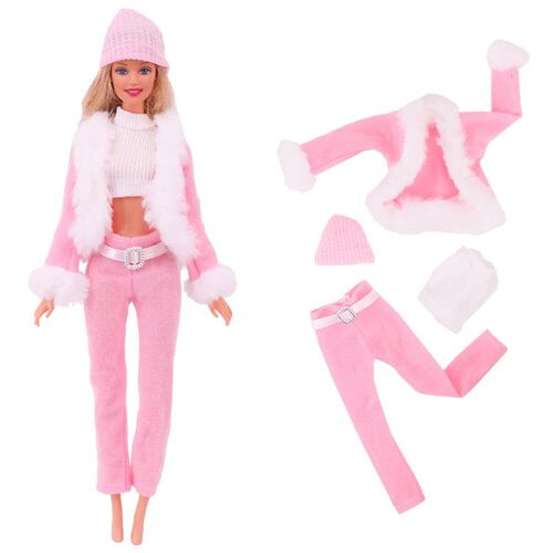 4 Pcs/Set Fur Vest Coat + Dress/Casual Outfit for 30cm 11.8